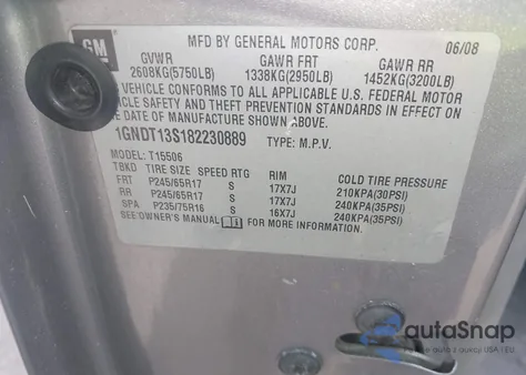 2008 Chevrolet Trailblazer Fleet из США, поврежденный, VIN 1GNDT13S182230889